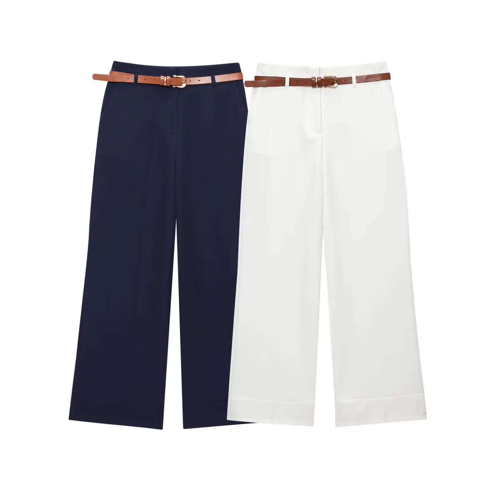 2025 Summer Vintage Casual Chic Women Pants Pockets Sashes Zipper Straight Loose Pants Fashion Trousers