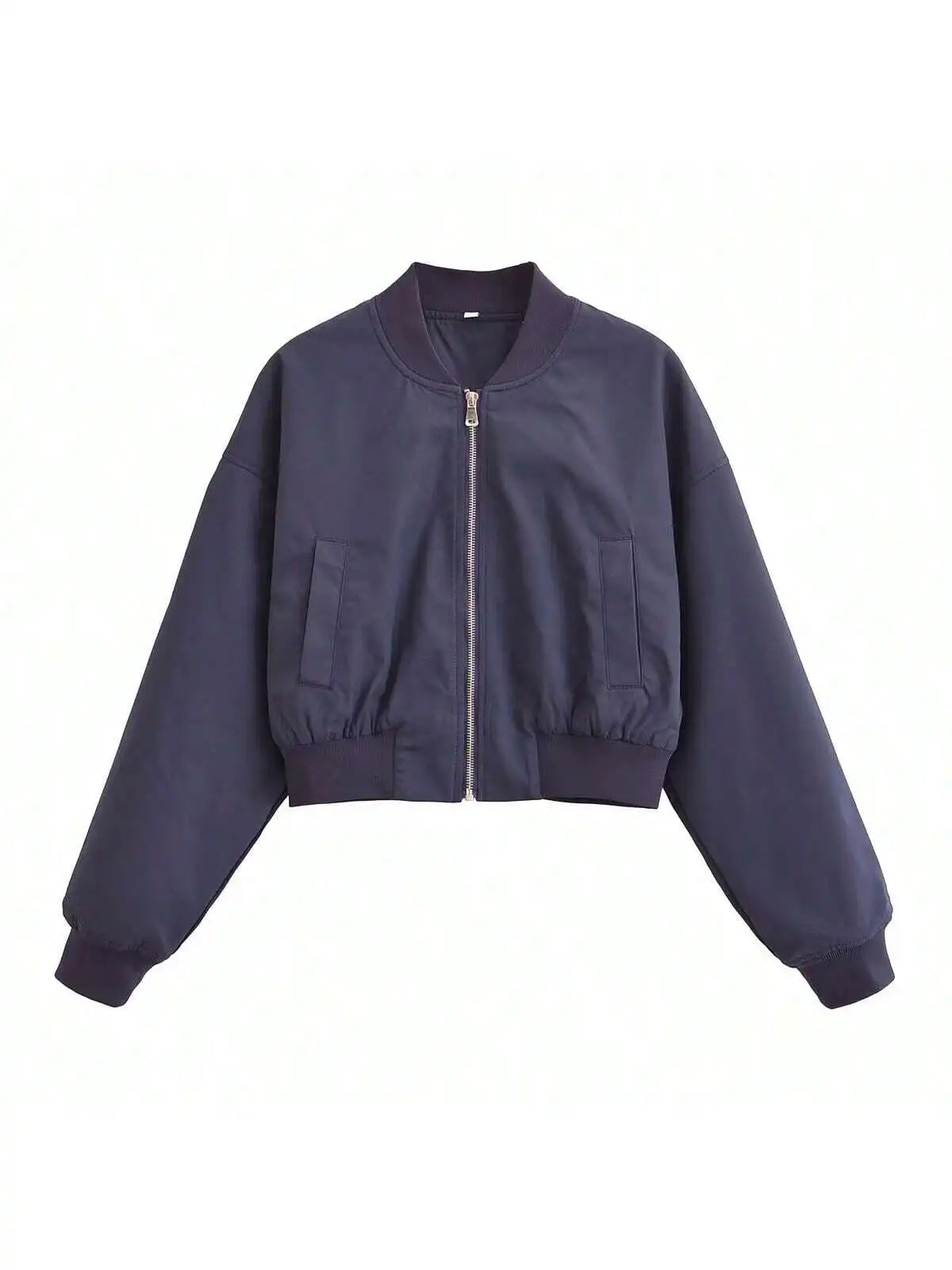 Women Casual Versatile Baseball Jacket Short Jacket 2025 Female Fashion Navy Long Sleeves Jackets
