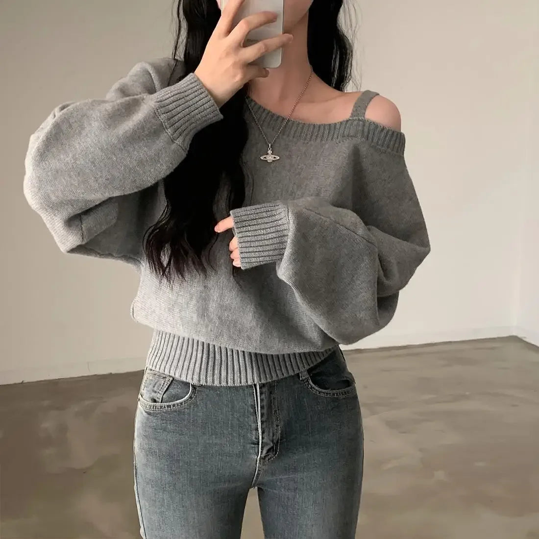 Korean Chic Off-The-Shoulder Tank