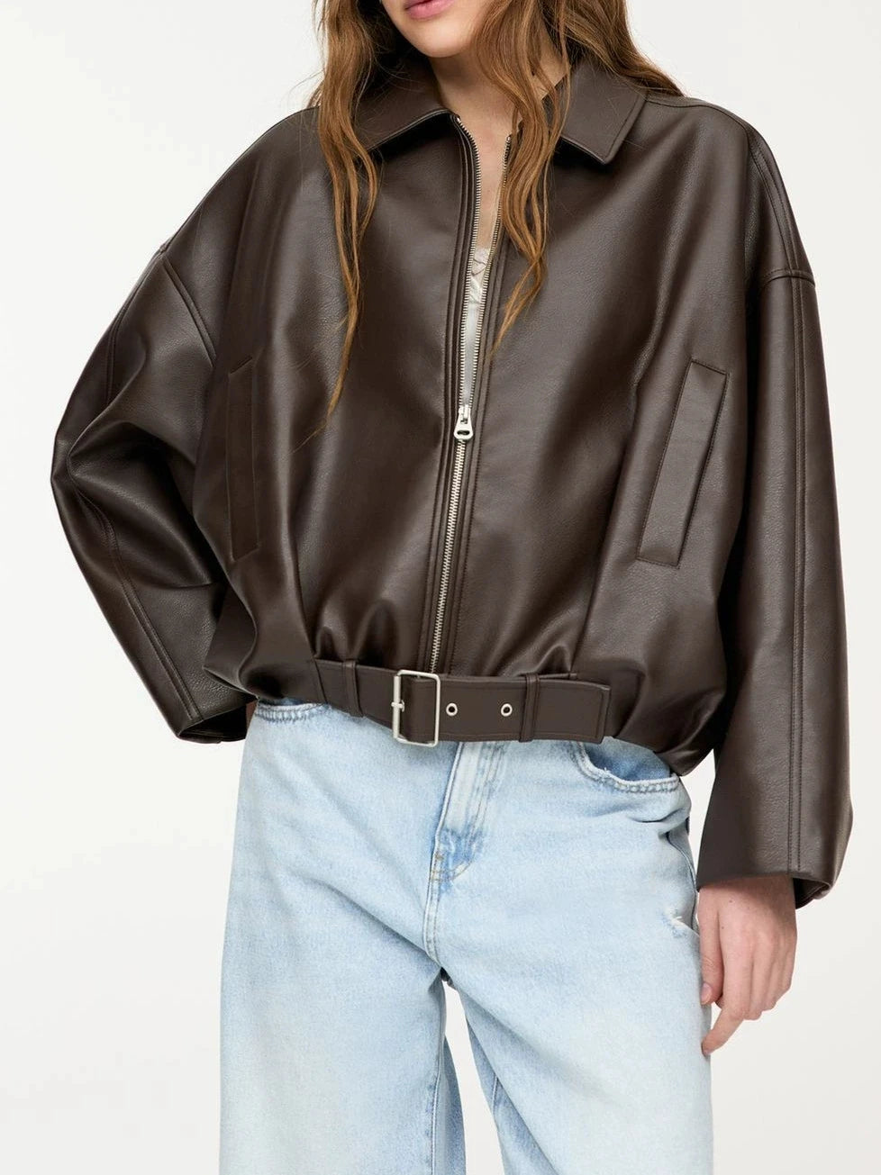 2025 New Retro Coat Spring Bomber Jacket Women'S Casual Faux Leather Jacket Top Spring Autumn Women Slim Leather Coat Women Top