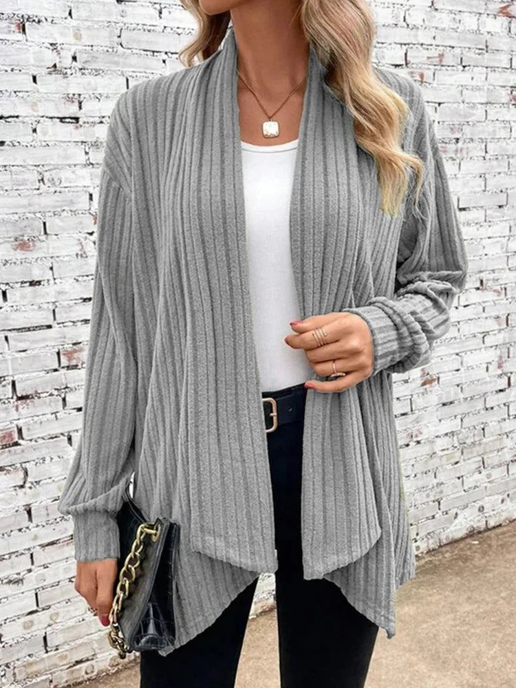 Autumn and Winter New Women's Long Sleeve Solid Loose Cardigan Coat Women